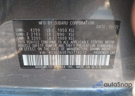 2022 Subaru Impreza Premium 5-Door из США, поврежденный, VIN 4S3GTAV67N3719275